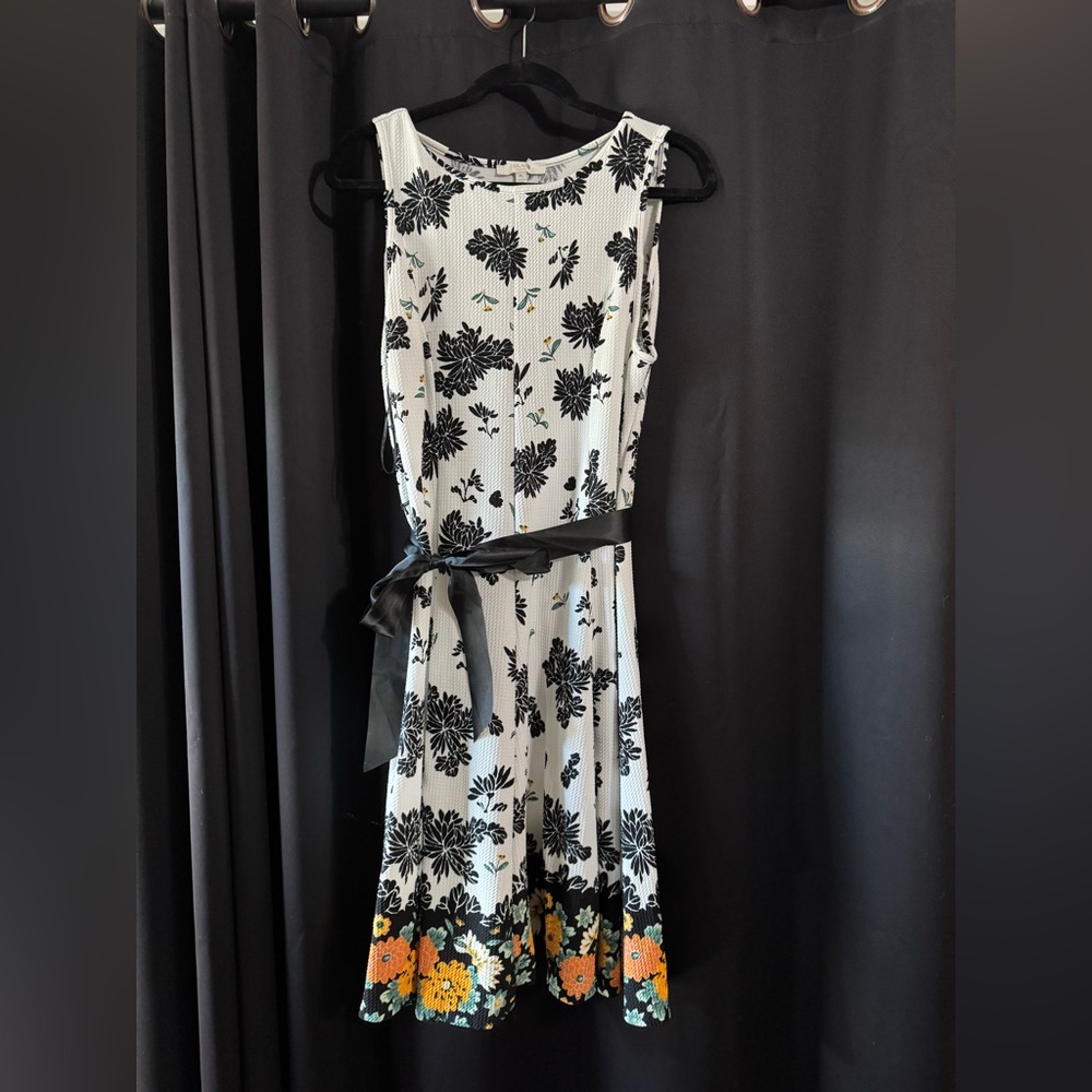 Floral Black and White Dress